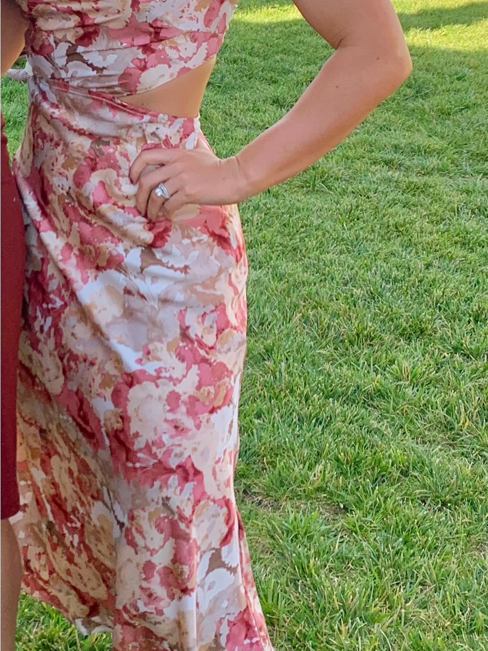 Hello Molly Floral Slip Maxi Dress in Blush Pink and Cream